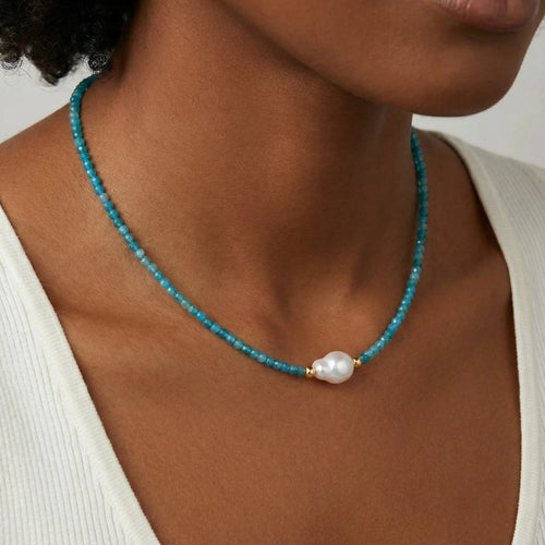 Apatite Pearl Strand Necklace