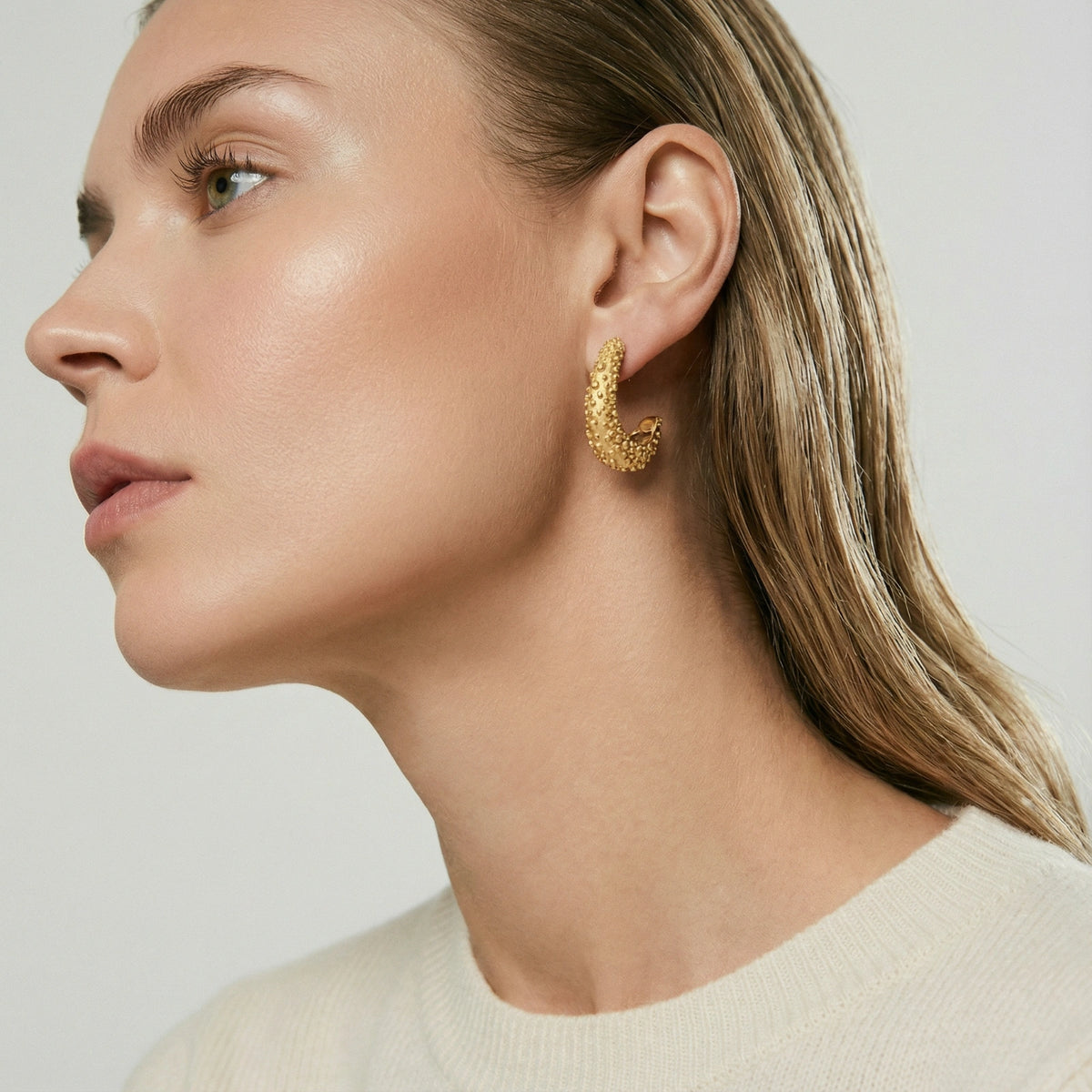 Textured Crescent Hoops